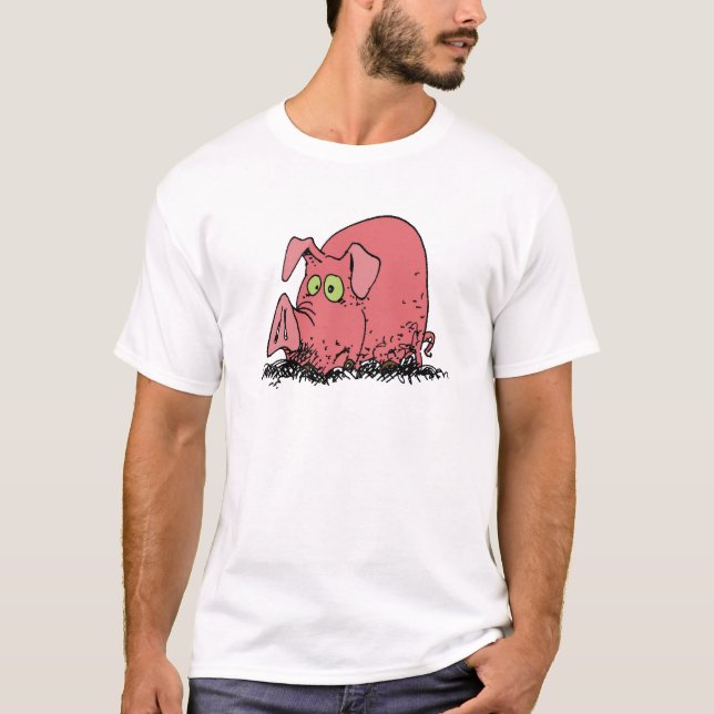 Lycklig som gris i lera tee shirt (Framsida)