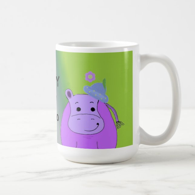 Lycklig som Hippo - Lila Hippopotamus Kaffemugg (Höger)