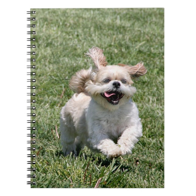 Lycklig som kör Shih Tzu Anteckningsbok Med Spiral (Framsidan)