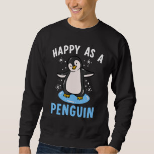 Lycklig som PenguinFunny Penguin Sea Bird Älskare Lång Ärmad Tröja