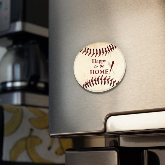 Lycklig som ska vara Rustic Baseball Strings Magnet (Skapare uppladdad)