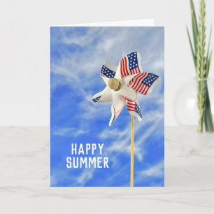 Lycklig sommar flagga-pinhjul kort