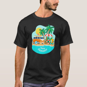 Lycklig Sommar Sol Beach Blue Sea Träd - Uppfräsch T Shirt