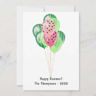 Lycklig Sommar Watermelon Balloons Hälsning Kort