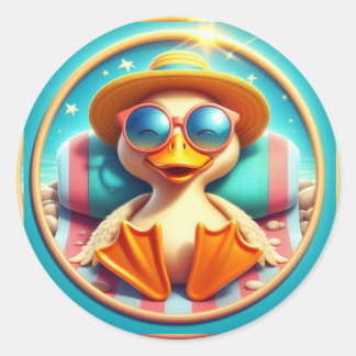 Lycklig sommardag , roligt vid stranden , runt klistermärke