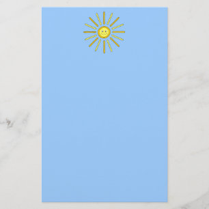Lycklig sommarsol. Gult och Blue. Brevpapper