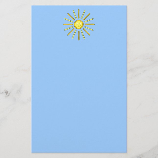 Lycklig sommarsol. Gult och Blue. Brevpapper (Framsida)
