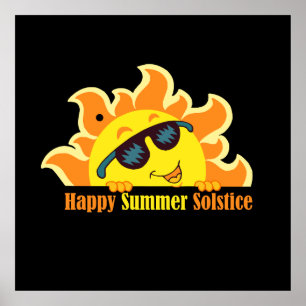 lycklig sommarsolstice 2024 svart poster