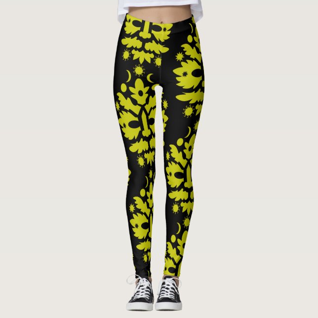 lycklig sommarsolstift Midsommar Leggings (Framsida)