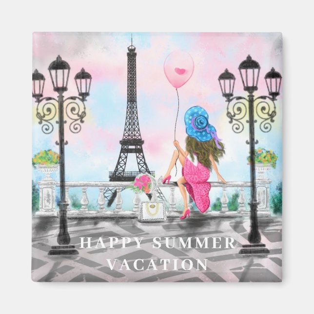 Lycklig, sommaruppehåll för kvinnor i Paris Magnet (Framsidan)