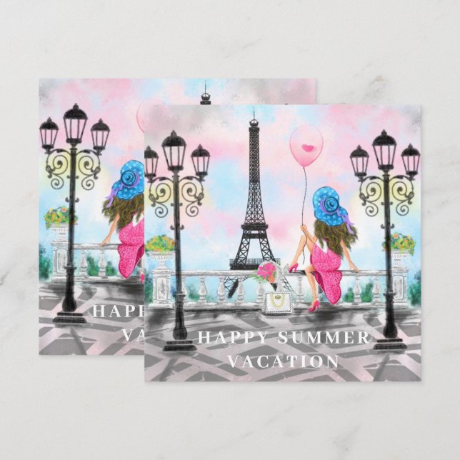 Lycklig sommaruppehållet - jag Kärlek Paris - vack (Fram/baksida)