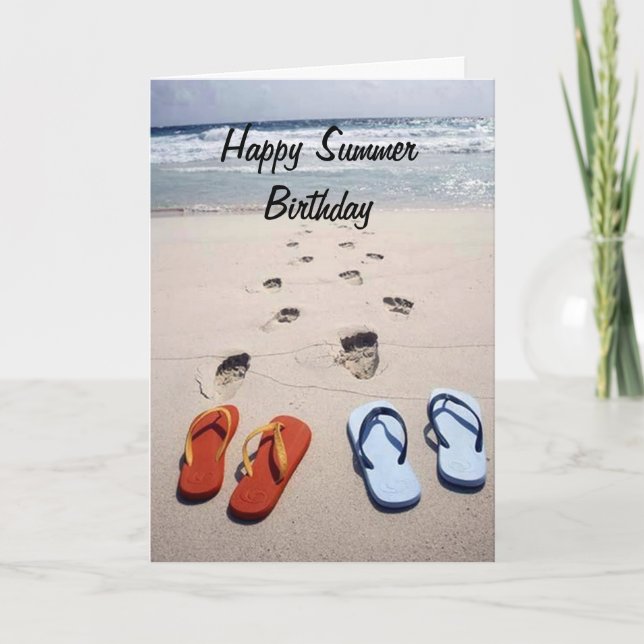 ***LYCKLIG SOMMER BIRTHDAG*** BEACH STIL KORT (Framsida)