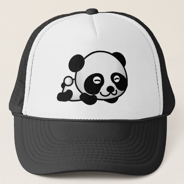 Lycklig Sömnig Panda Hat Keps (Framsida)