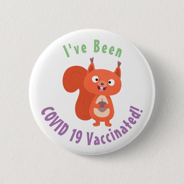 Lycklig söt tecknad med röd ekorre knapp (Framsida)