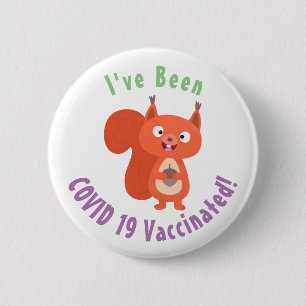 Lycklig söt tecknad med röd ekorre knapp