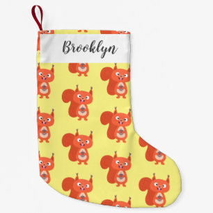 Lycklig söt tecknad med röd ekorre liten julstrumpa