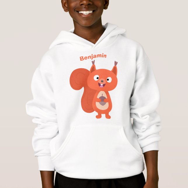 Lycklig söt tecknad med röd ekorre t shirt (Framsida)