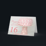 Lycklig sötsak för rosa tårta 16 födelsedag kort<br><div class="desc">Överför den speciella sötsaken 16 födelsedagönskemål med detta nätt rosa hälsningkort.</div>