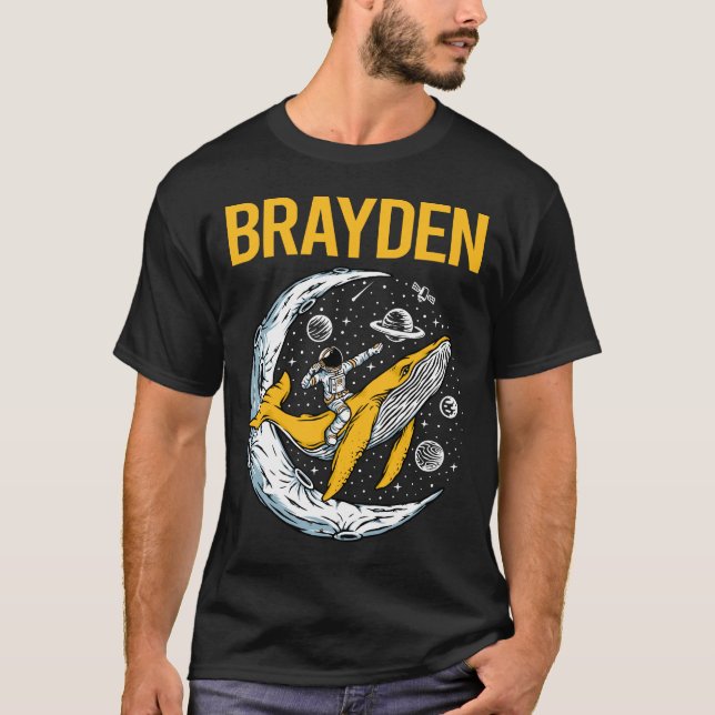 Lycklig Space - Brayden Namn T Shirt (Framsida)