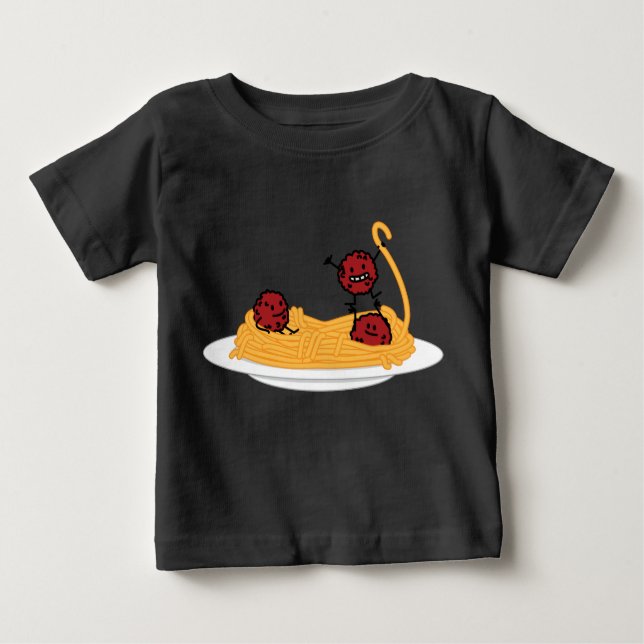 Lycklig spagetti och Meatballs Tee (Framsida)