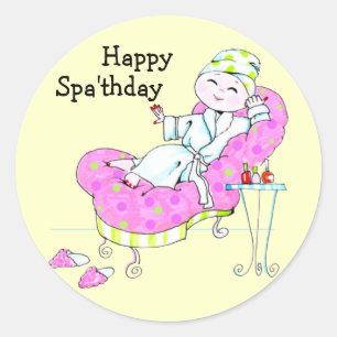 Lycklig Spa'thday-klistermärken Runt Klistermärke