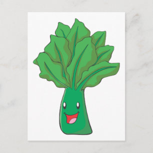 Lycklig Spinach Vegetable Tecknad Vykort