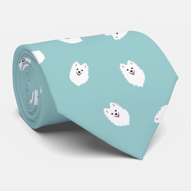 Lycklig Spitz Hund Neck Tie (Aqua Mint) Slips (Rullad)