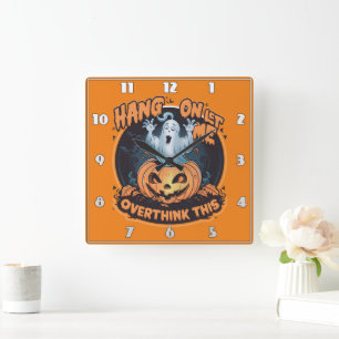 Lycklig spöke från en pumpa till Halloween Fyrkantig Klocka