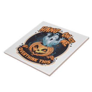Lycklig spöke från en pumpa till Halloween Kakelplatta