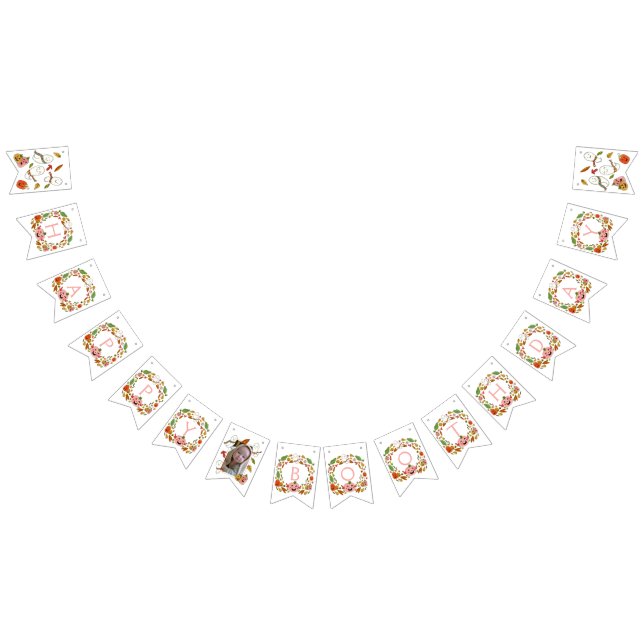 Lycklig Spöken Boothday med Photo Rosa Birthday Vimplar (Alla)