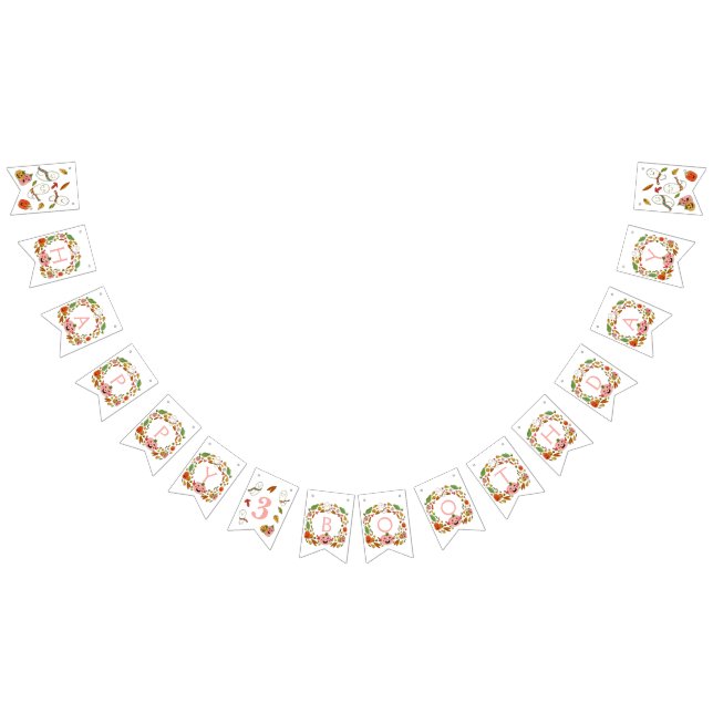 Lycklig Spöken Boothday Rosa Birthday Vimplar (Alla)