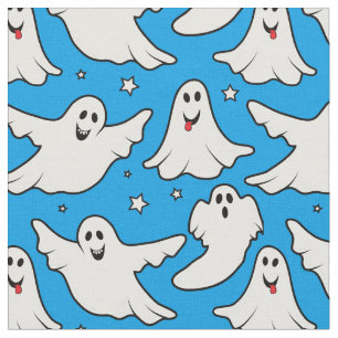 Lycklig Spöken Halloween Mönster på Blue Tyg