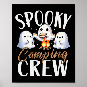 Lycklig Spooky Camping Crew Halloween Campfire 202 Poster