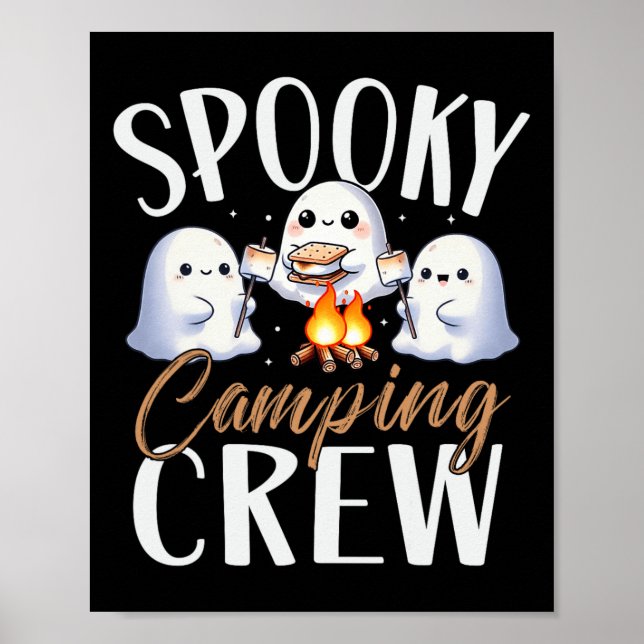 Lycklig Spooky Camping Crew Halloween Campfire 202 Poster (Framsidan)