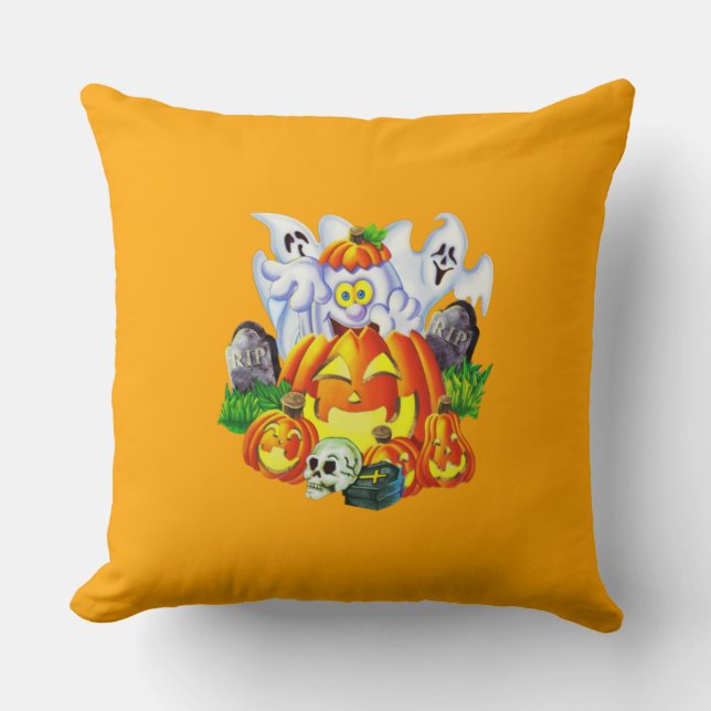 Lycklig Spooky Halloween Kudde (Framsida)