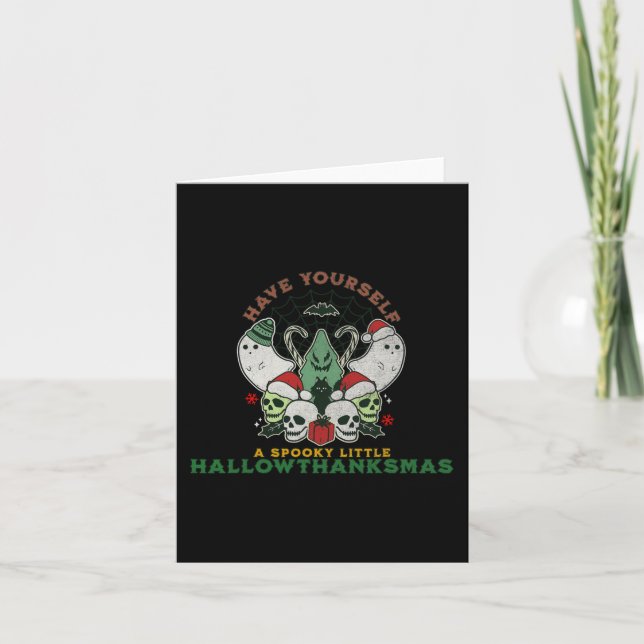Lycklig Spooky HallowTackMas Halloween-jul F Kort (Framsida)