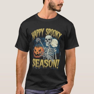 Lycklig Spooky Season" Skeleton med Pumpkin Hallow T Shirt