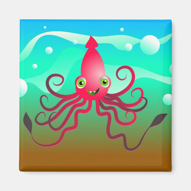 Lycklig Squid Magnet (Framsidan)