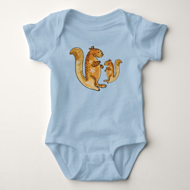 Lycklig Squirrel Baby Bodykostym T Shirt (Framsida)