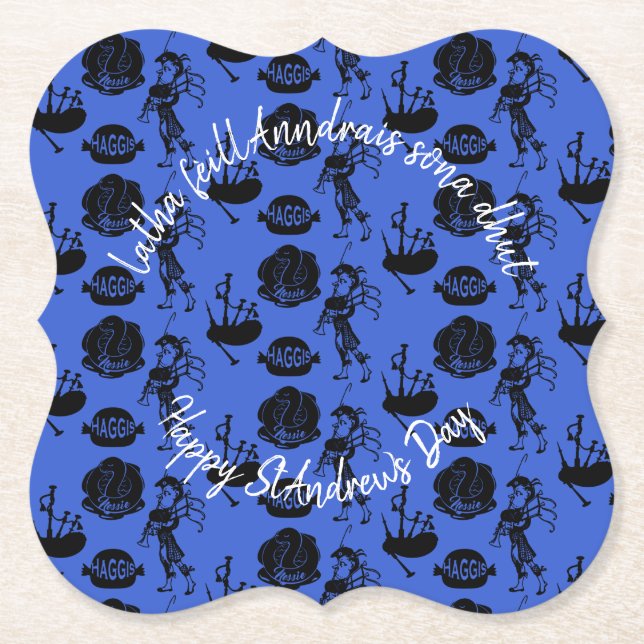 Lycklig St Andrew Day Haggis Bagpipe Nessie Bracke Underlägg Papper (Framsida)