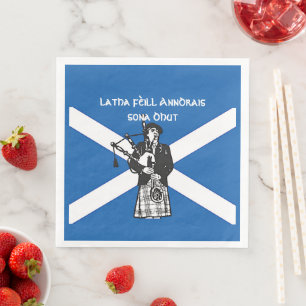 Lycklig St Andrews-dagen Flagga Bagpiper Pappersservett