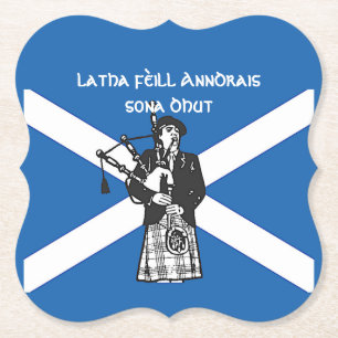 Lycklig St Andrews Day Flagga Bagpiper Underlägg Papper