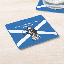 Lycklig St Andrews Day Flagga Bagpiper Underlägg Papper Kvadrat