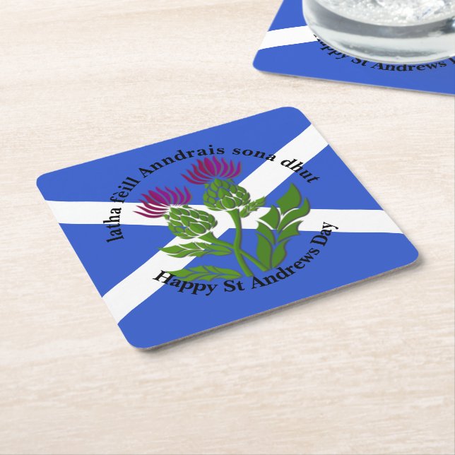 Lycklig St Andrews Day Flagga Thistle Underlägg Papper Kvadrat (Vinklad)