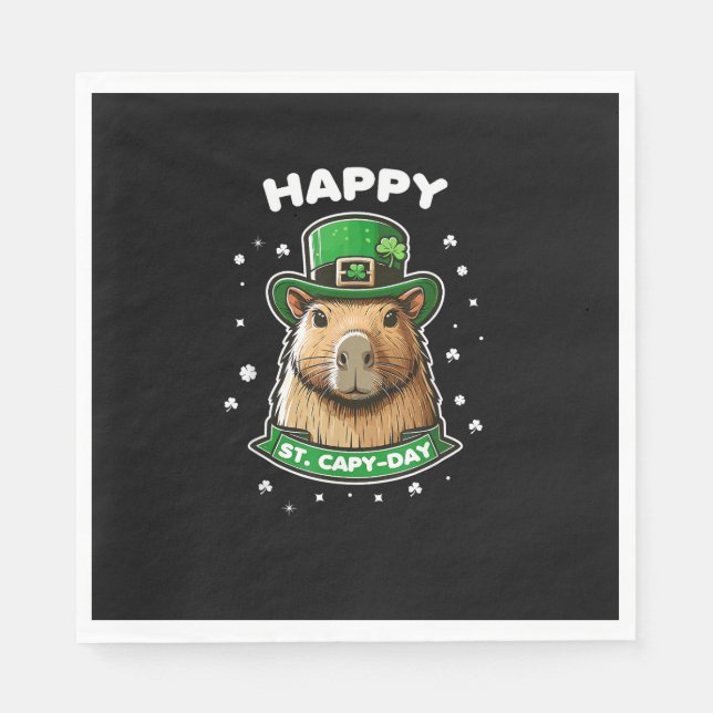 Lycklig St Capy Day St patricks day för Capybara L Pappersservett (Framsidan)