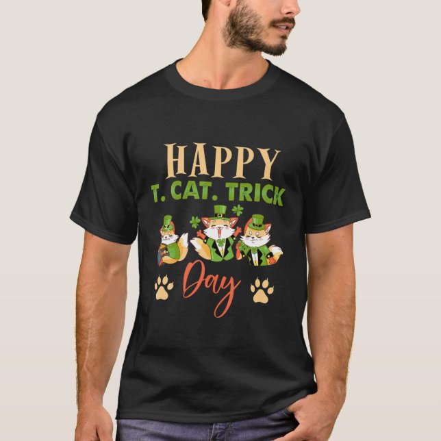 Lycklig St. Cat-Tricks Day Funny Cat Lover Patrick T Shirt (Framsida)