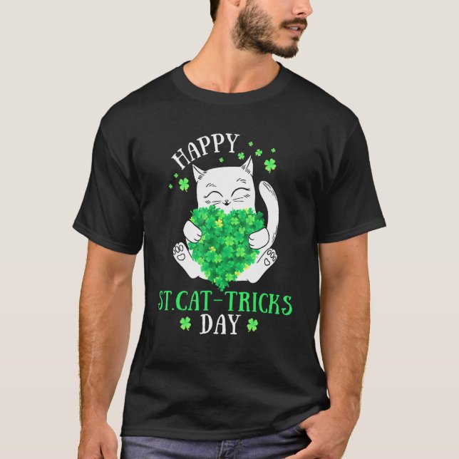 Lycklig St.Cat Tricks Day Funny Cat St Patrick's D T Shirt (Framsida)
