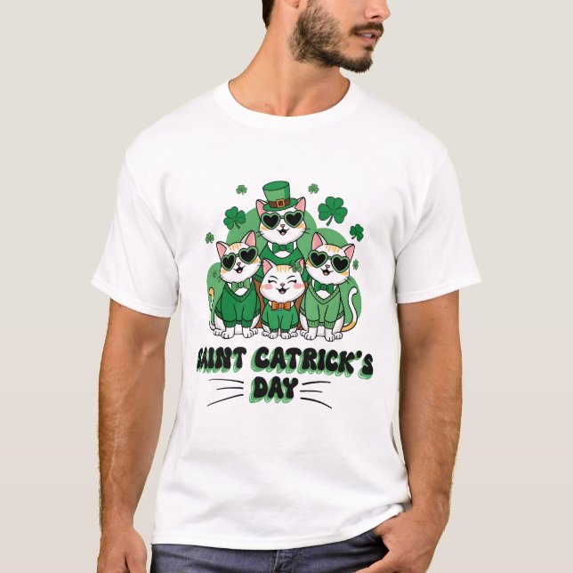 Lycklig St. Catricks dag Funny Cat St. Patricks Da T Shirt (Framsida)