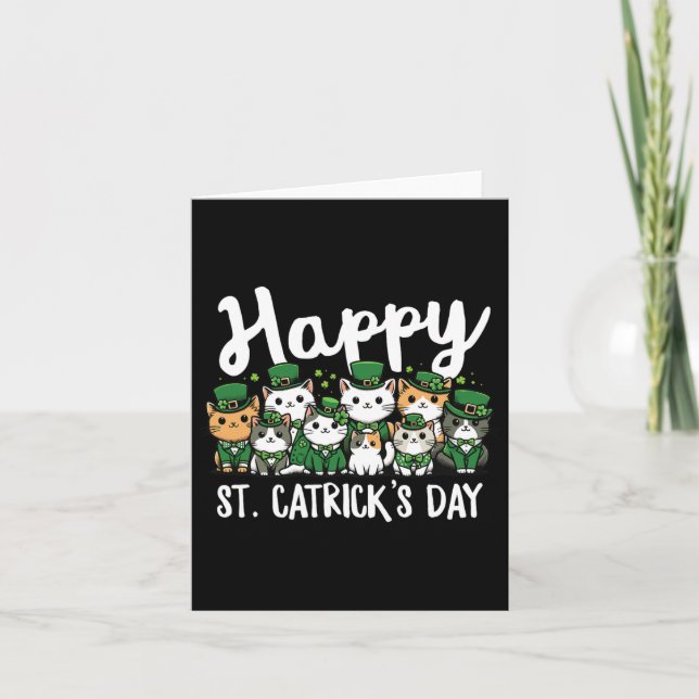 Lycklig St Catricks Day St patricks day Cat Leprec Kort (Framsida)