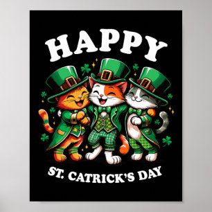 Lycklig St Catricks Day St patricks day Cat Leprec Poster